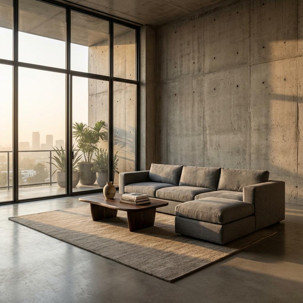 Minimalist brutalist interior